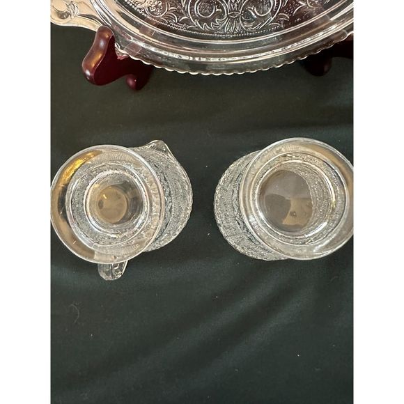 DUNCAN MILLER Sugar Cream Coffee Tea Set Tray Vintage Retro Glass MANGANESE - Picture 4 of 16